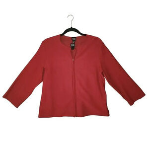 Eileen Fisher Womens Red Viscose 2 Piece Jacket Zip-Up and Sleeveless Top Size L